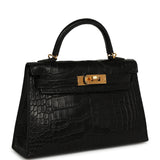 Pre-owned Hermes Kelly Sellier 20 Black Matte Alligator Gold Hardware - Thumbnail View 2