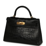 Pre-owned Hermes Kelly Sellier 20 Black Matte Alligator Gold Hardware - Thumbnail View 5