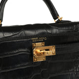 Pre-owned Hermes Kelly Sellier 20 Black Matte Alligator Gold Hardware - Thumbnail View 7