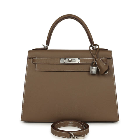 Hermes Kelly Sellier 28 Etoupe Epsom Palladium Hardware