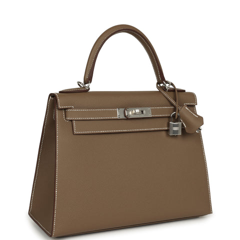 Hermes Kelly Sellier 28 Etoupe Epsom Palladium Hardware