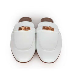 Hermes Oz Mule White Calfskin Rose Gold Hardware 40.5