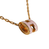 Hermes Mini Pop H Pendant Necklace Rose Dragee Enamel Lacquered Gold Hardware