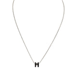 Hermes Mini Pop H Pendant Necklace Black Enamel Lacquered Palladium Hardware