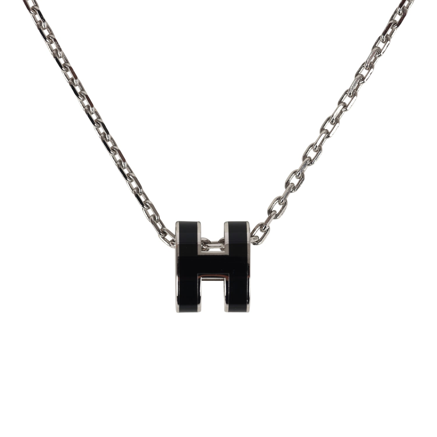 POP H NECKLACE BLACK PENDANT GOLD HARDWARE