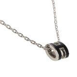 Hermes Mini Pop H Pendant Necklace Black Enamel Lacquered Palladium Hardware