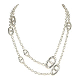 Pre-owned Hermes Farandole Rope Necklace 80cm Sterling Silver Hardware