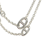 Pre-owned Hermes Farandole Rope Necklace 80cm Sterling Silver Hardware