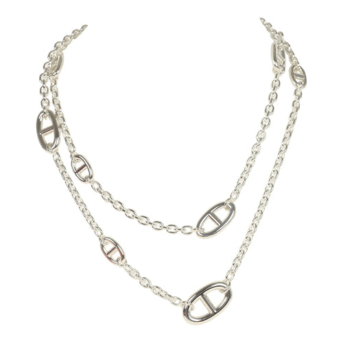 Hermes Farandole Rope Necklace 80cm Sterling Silver Hardware