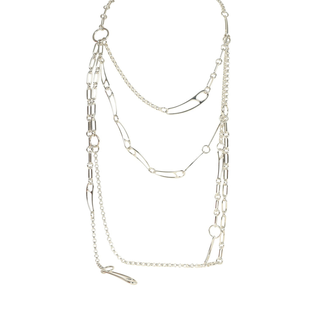 Hermes Chain D'ancre Punk Long Double Necklace Sterling Silver