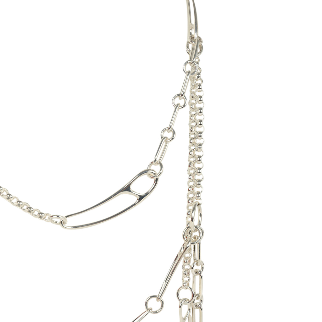 Hermes Chain D'ancre Punk Long Double Necklace Sterling Silver