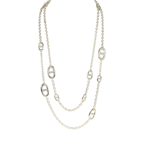 Hermes Farandole Rope Necklace 120cm Sterling Silver Hardware