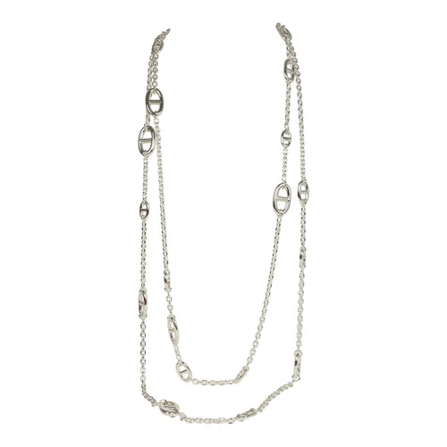 Hermes Farandole Rope Necklace 160cm Sterling Silver Hardware