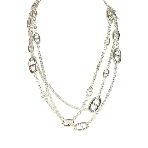 Hermes Farandole Rope Necklace 160cm Sterling Silver Hardware
