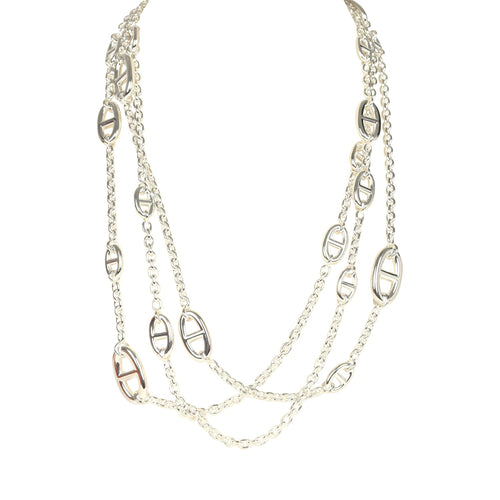 Hermes Farandole Rope Necklace 160cm Sterling Silver Hardware