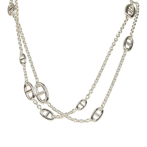 Hermes Farandole Rope Necklace 160cm Sterling Silver Hardware