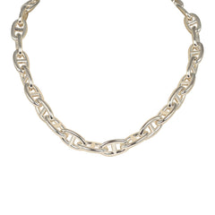 Pre-owned Hermes Chaine D'Ancre Necklace GM Sterling Silver Hardware