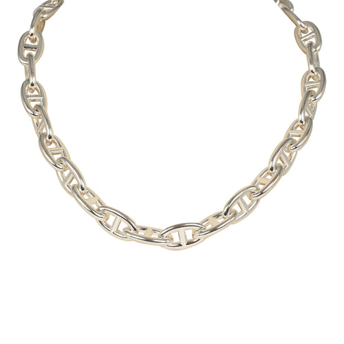 Pre-owned Hermes Chaine D'Ancre Necklace GM Sterling Silver Hardware