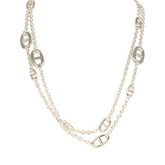 Pre-owned Hermes Farandole Rope Necklace 120 cm Sterling Silver Hardware