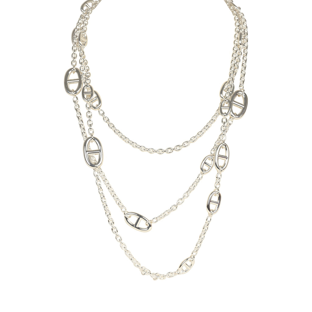 Hermes Farandole Rope Necklace 160cm Sterling Silver Hardware