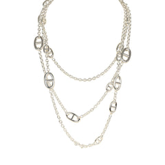 Hermes Farandole Rope Necklace 160cm Sterling Silver Hardware