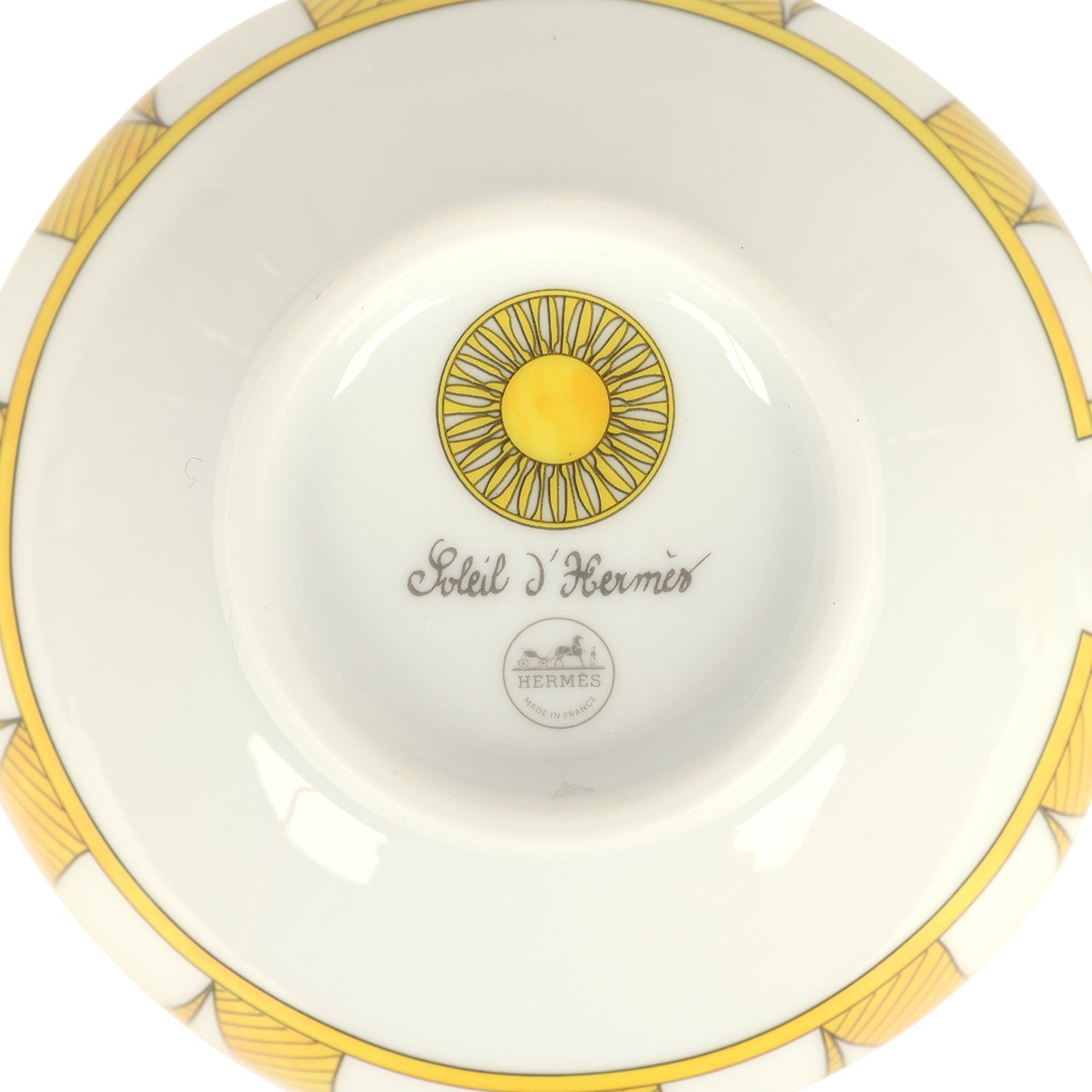 Service à Café Hermès Soleil D'Hermès - Tasse Et Soucoupe Porcelaine Jaune (2 Sets, Avec Boîte)