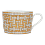 Hermes "Mosaique Au 24" White & Gold Porcelain Tea Cup and Saucer Set