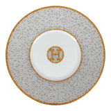 Hermes "Mosaique Au 24" White & Gold Porcelain Tea Cup and Saucer Set