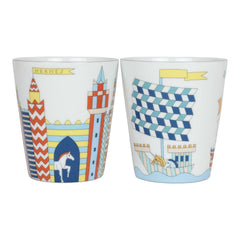 Hermes Epopee Set of 2 Mugs White Multicolor Porcelain