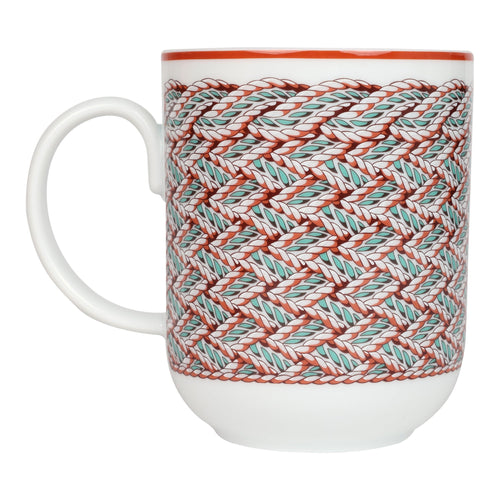 Hermes "Tressages Equestres" Orange/White/Blue Porcelain Mug N°2