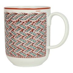 Hermes "Tressages Equestres" Orange, White and Blue Porcelain Mug N°2