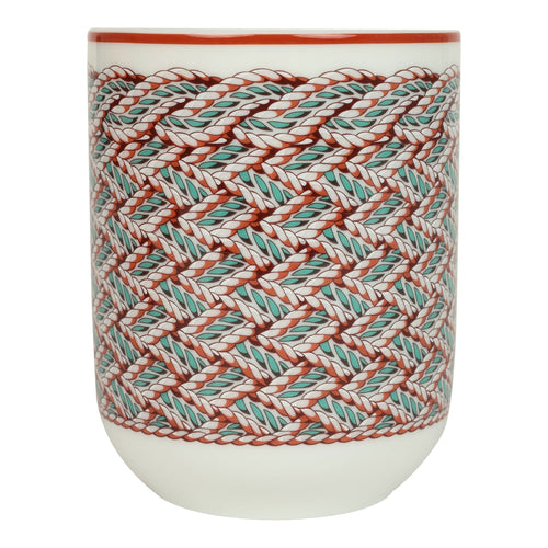 Hermes "Tressages Equestres" Orange, White and Blue Porcelain Mug N°2