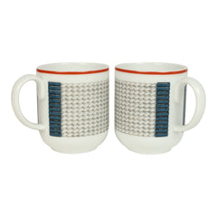 Hermes "Tressages Equestres" Orange, White and Blue Porcelain Coffee Cup & Saucer Set of 2