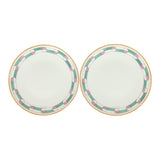Hermes En Contrepoint White, Pink, Green Porcelain Bread and Butter Plate Set of 2 - Thumbnail View 1