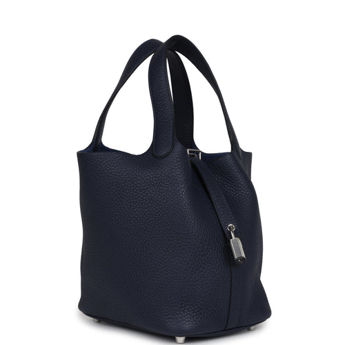 Hermes Picotin Lock 18 Bleu Nuit Clemence Palladium Hardware