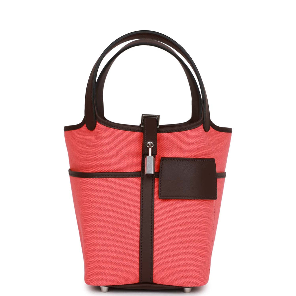 Hermes Picotin Cargo 18 Rose Texas and Rouge Sellier Swift and Toile Canvas  Palladium Hardware