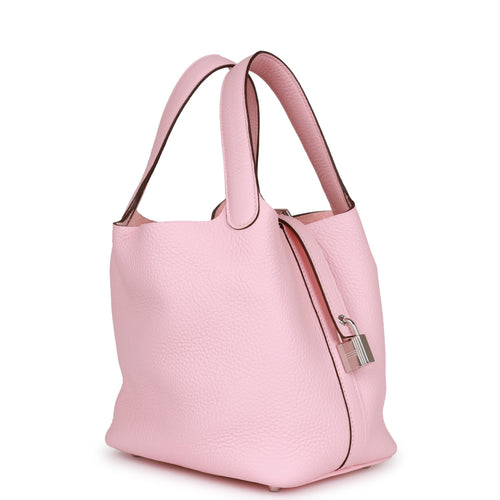 Hermes Picotin Lock Bag Bicolor Clemence Leather Palladium Hardware In  White/Pink