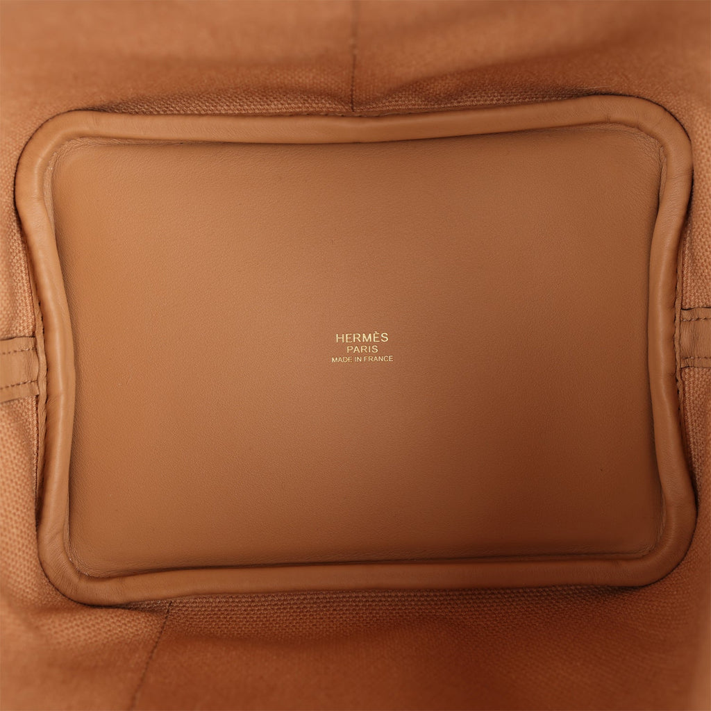 Hermès Picotin Lock Rouge Sellier Swift and Rose Texas Toile Goeland Cargo 18 Palladium Hardware, 2022 (Like New), Red/Pink Womens Handbag