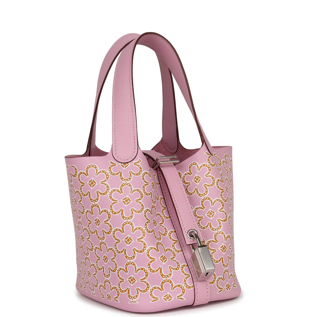 Hermes Pink Mauve Sylvestre Swift Leather Lucky Daisy Picotin Lock Bag – On  Que Style