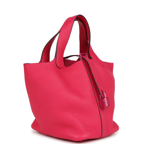 Hermes Monochrome Picotin Lock 18 Rose Mexico Clemence Pink Hardware