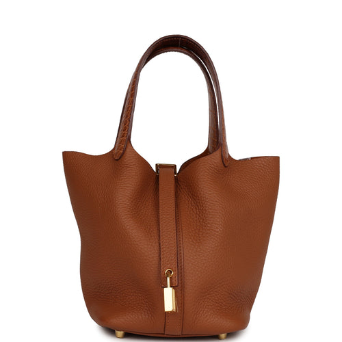 Hermes Picotin Lock 18 Gold Matte Alligator and Clemence Touch Gold Hardware