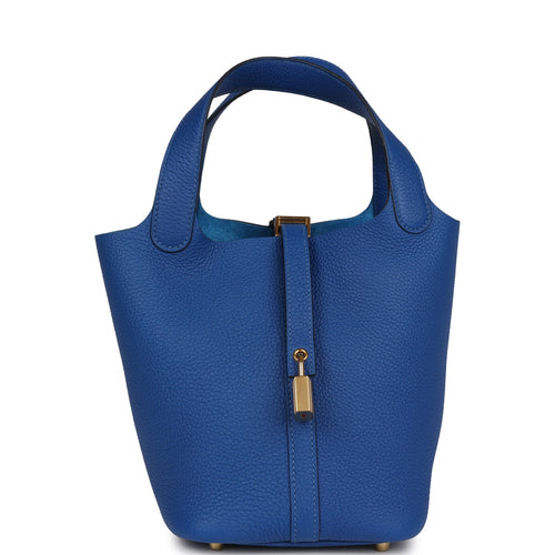 Hermes Picotin Lock 18 Bleu France Clemence Gold Hardware