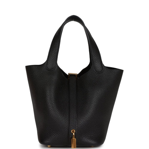 Hermes Picotin Lock 18 Black Clemence Gold Hardware