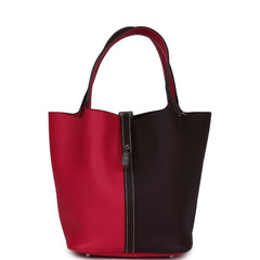 Hermes Picotin 22 Casaque Rouge Sellier and Framboise Clemence Palladium Hardware