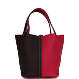 Hermes Picotin 22 Casaque Rouge Sellier and Framboise Clemence Palladium Hardware