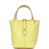 Hermes Picotin Lock 18 Limoncello Ostrich and Clemence Touch Palladium Hardware