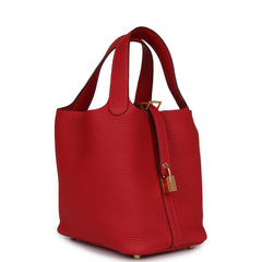 Hermes Picotin Lock 18 Vermillion Clemence Gold Hardware
