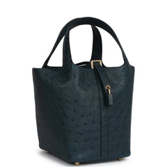 Hermes Picotin Lock 18 Vert Cypress Ostrich Gold Hardware