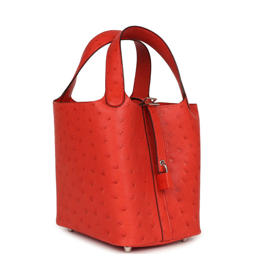 Hermes Picotin Lock 18 Capucine Ostrich Palladium Hardware
