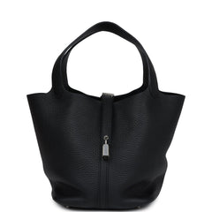 Hermes Picotin Lock 22 Black Clemence Palladium Hardware